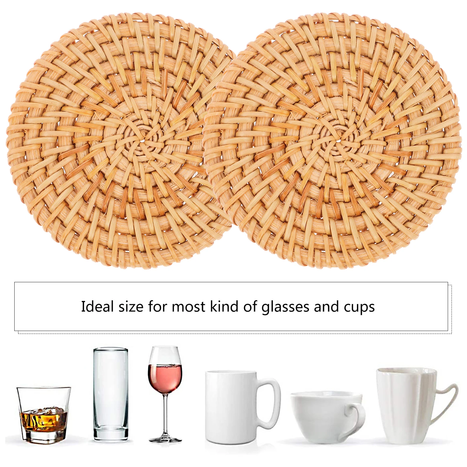 

6 Pieces Decorative Coasters Woven Coasters Set Round Heat Insulation Mat Coaster Table Placemat Decorative Home Textiles