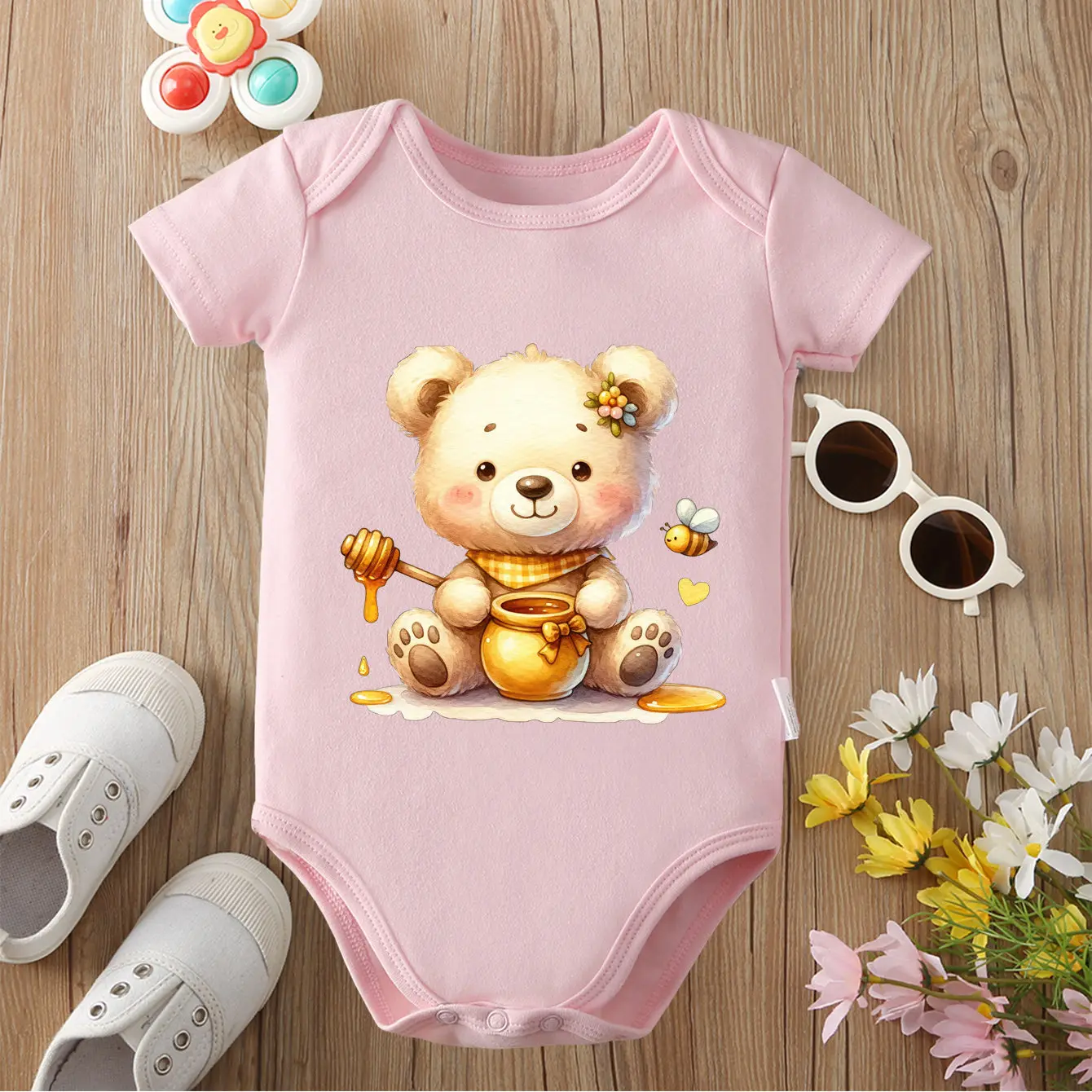 

Pure Cotton Cloths Baby Bear Like Honey Exquisite Print Comfortable Onesie Bodysuit for Baby Jumpsuit for 0 To 12 Months Newborn