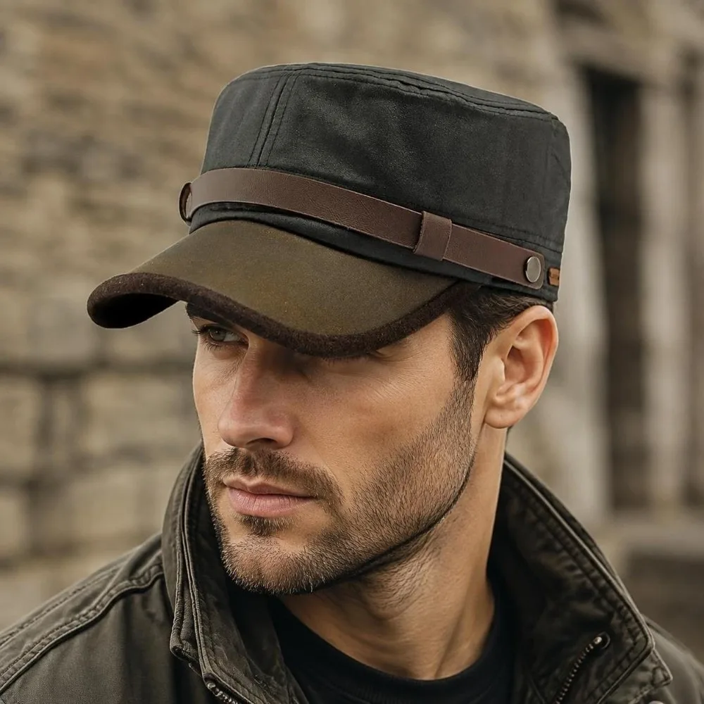 Classic Waterproof Waxed Canvas Cap Warm Durable Cotton Baseball Cap Flat Top Hat Four Seasons