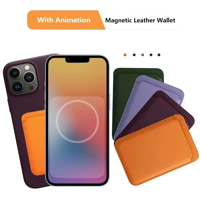 Für iPhone 18 17 16 15 14 13 12 Pro Max für Magsafe Wallet mit Animation, Macsafe magnetischer Leder-Kartenhalter mit Fächern und Tasche
