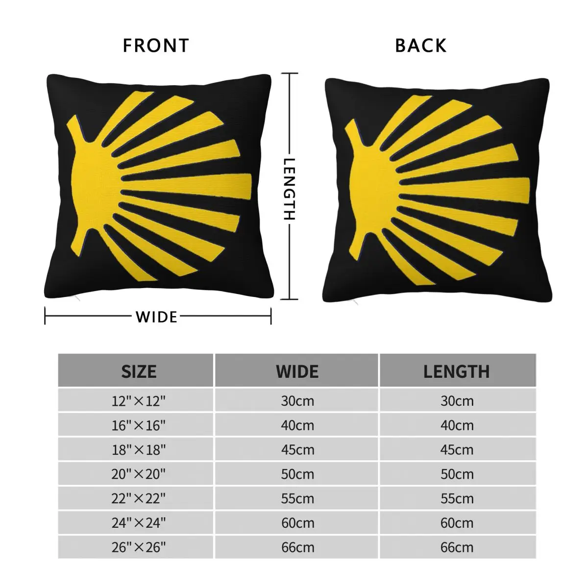 Camino De Santiago Symbol Large Yellow Scallop Shell Square Pillowcase Pillow Cover Cushion Zip Throw Pillow for Home Car