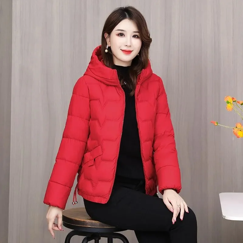 Warm Cotton Padded Coat Ladies 2025 Winter New Down Jacket Women Parkas Short Loose Cotton Jackets Hooded Outcoat Thick Overcoat