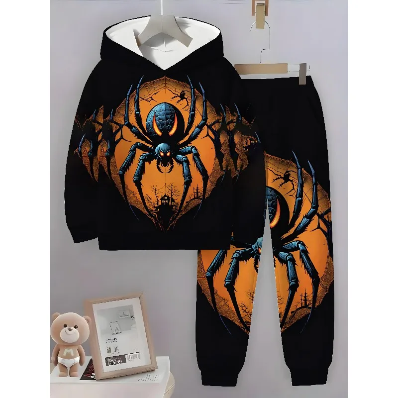 2025 3D Digital Animal Dinosaur Spider Cat imprimé sweat à capuche et pantalon de sport ensemble de 2 pièces