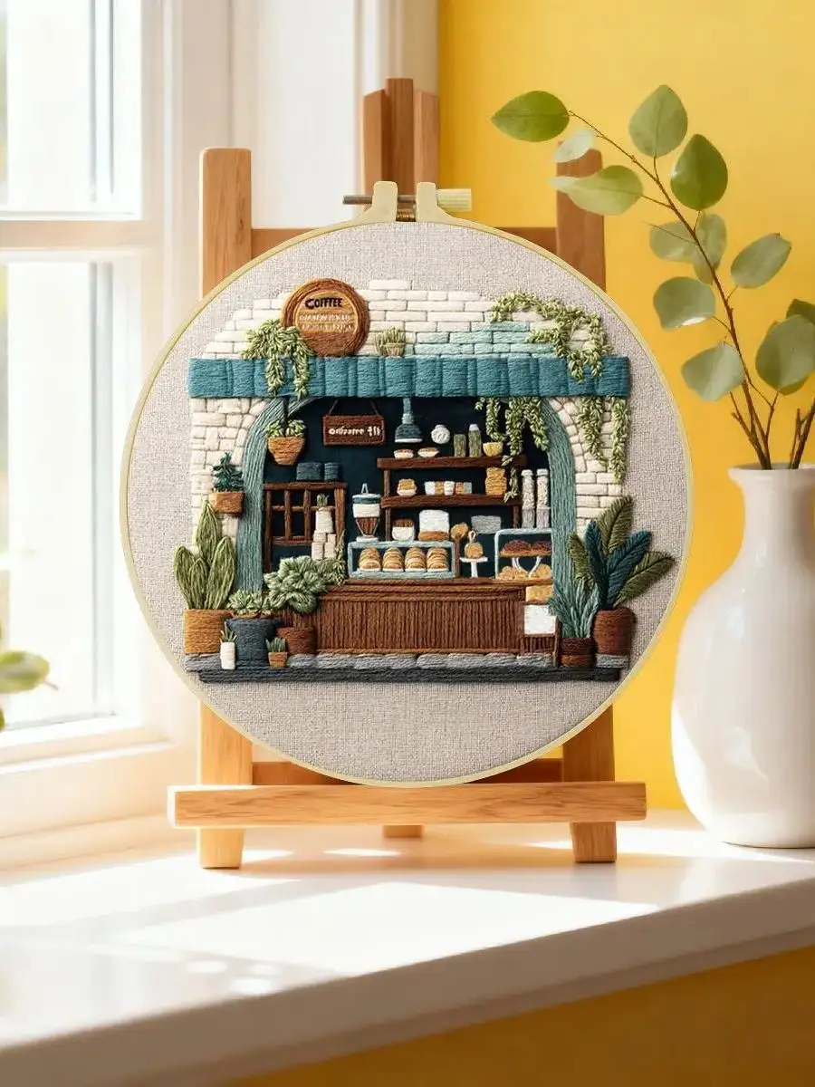 1 Stück 20X20CM/15X15CM 7,87/6,3 Zoll Stickerei-Starter-Kit DIY-Kit Stickerei-Set Handarbeiten Malerei – Detail 6
