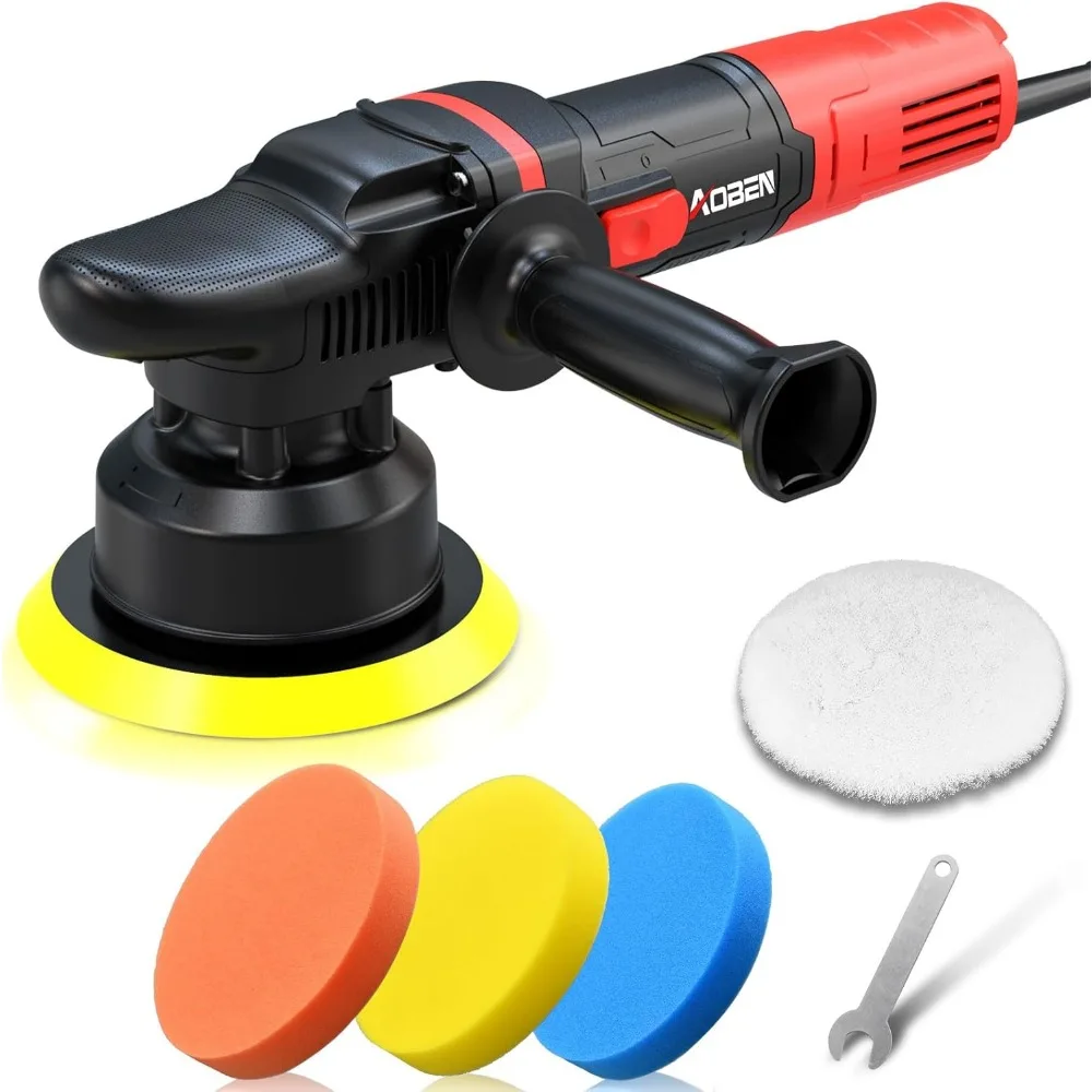 

6-Inch Dual Action Car Polisher with 6 Speeds, Detachable Handle & 4 Buffing Pads for Waxing and Polishing
