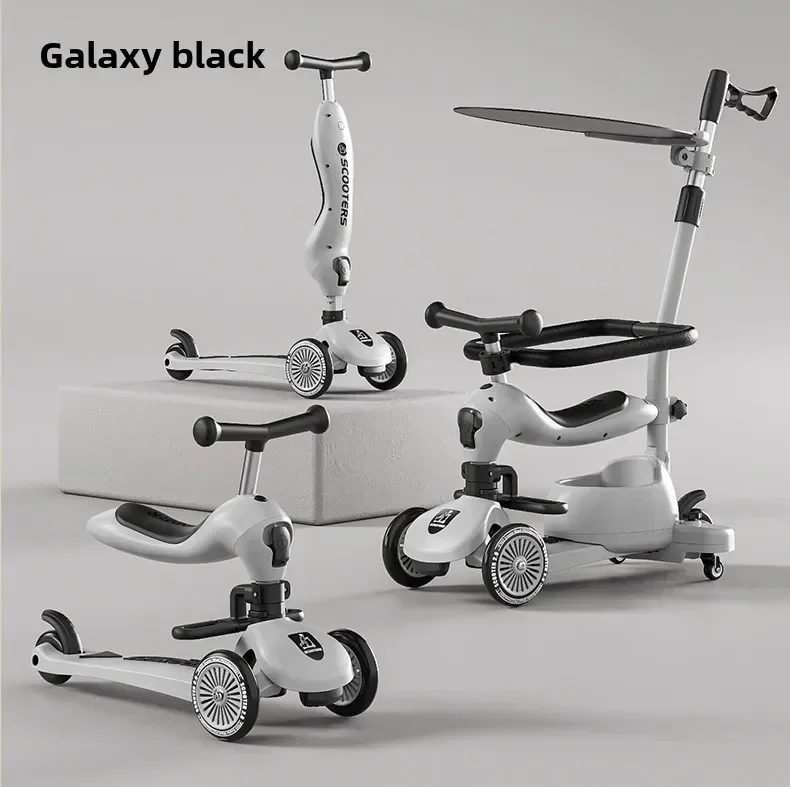 Roller für Kinder, Folding, 3-Rad-Skateboard, Tricycle, Baby, tragbar, Kinderwagen, Hoverboard, spielt, Musik, Balance, Multimodal