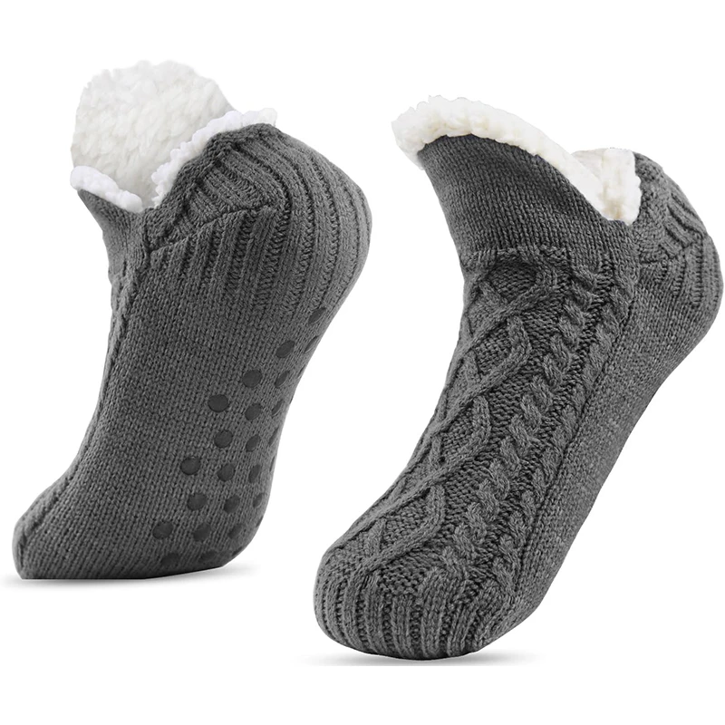 Winter Slipper Socks with Grippers for Men Women– Warm, Fuzzy, Fleece-Lined, Non-Slip, Cozy & Thick for Cold Weather Comfort