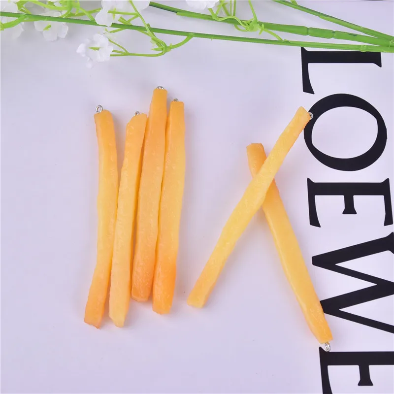 10Pcs น่ารัก3D มันฝรั่ง Fries เรซิ่น Charms สำหรับสร้อยข้อมือต่างหูสร้อยข้อมือเครื่องประดับ DIY ทำ