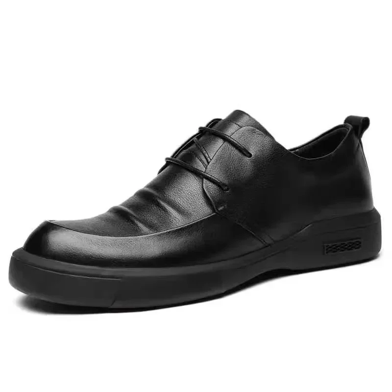 Shoes Casual Men Leather Big Toe Soft Sole Dress Versatile Business Lace-Up Summer Breathable Style 2024