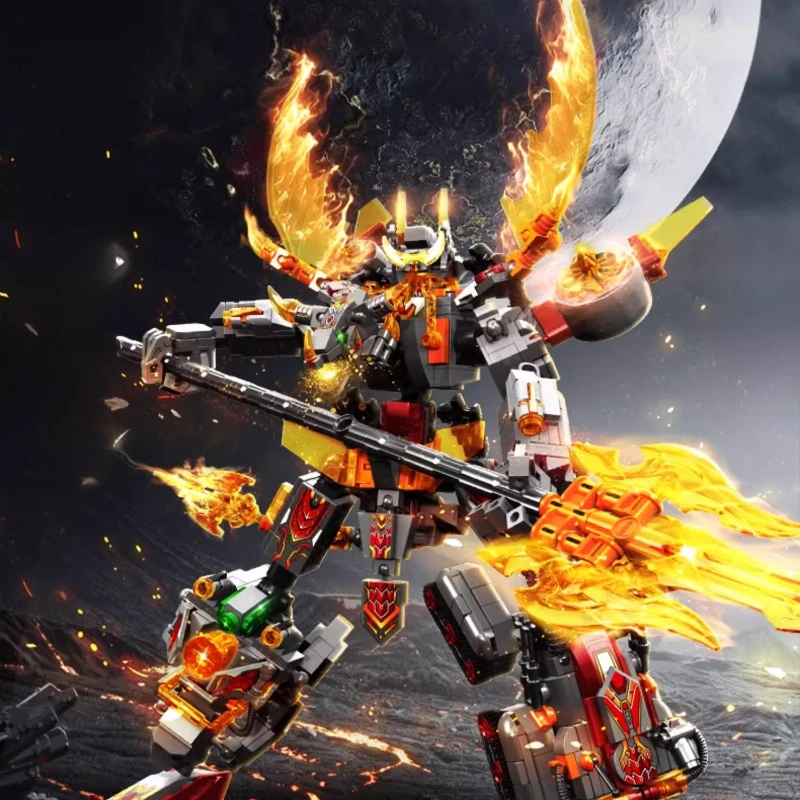 

SEMBO 4IN1 Lava War God-LvBu Transforming Mech Assemblage Building Blocks Tank Fighter Dragon Model BricksGift Boys Toys