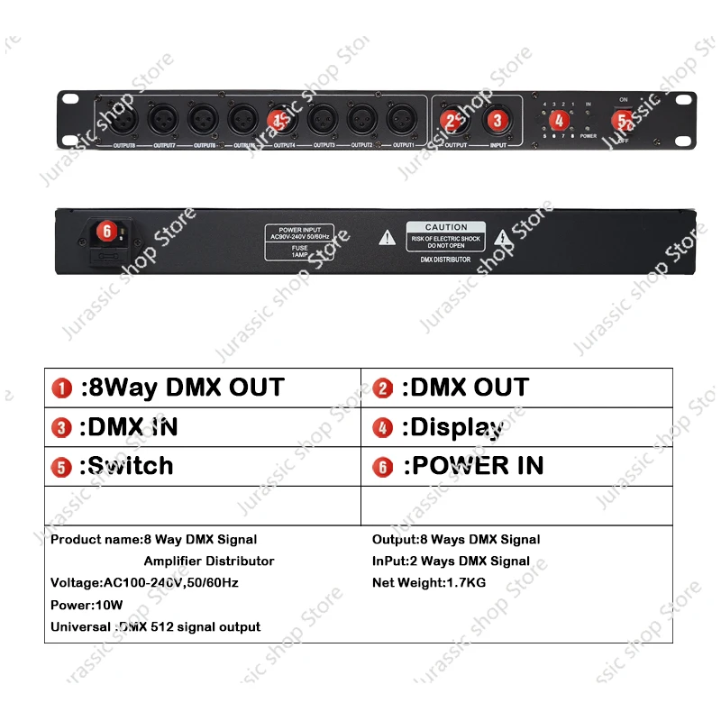 Fast Shipping Best Quality 8CH DMX Splitter DMX512 Light Stage Lights Signal Amplifier Splitter 8 Way DMX Distributor