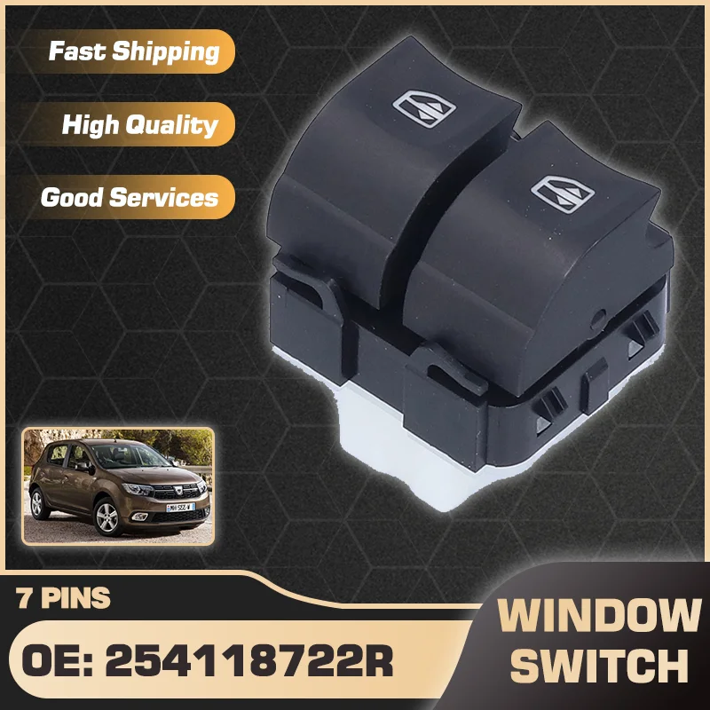 

254118722R Electric Power Car Window Master Switch For Dacia Sandero MK2 Renault Sandero Renault Stepway 2012-2021 2 Door 7 Pins