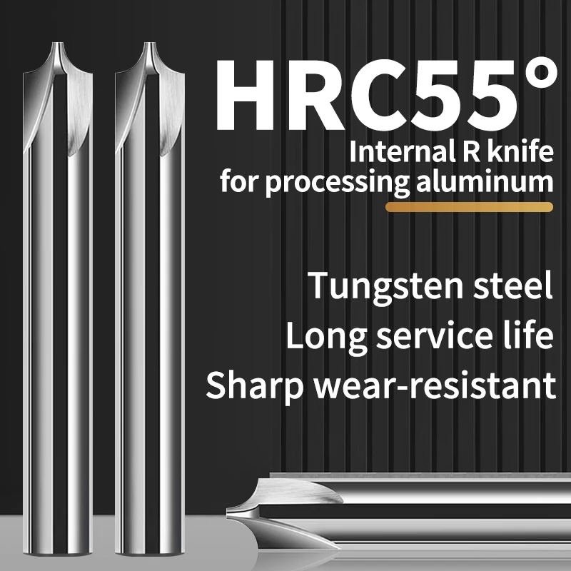 Inner R Milling Cutter 4 Flutes Carbide R Angle Aluminum end mill DLC coating chamfering reverse R cutter R0.3-R7 EndMill