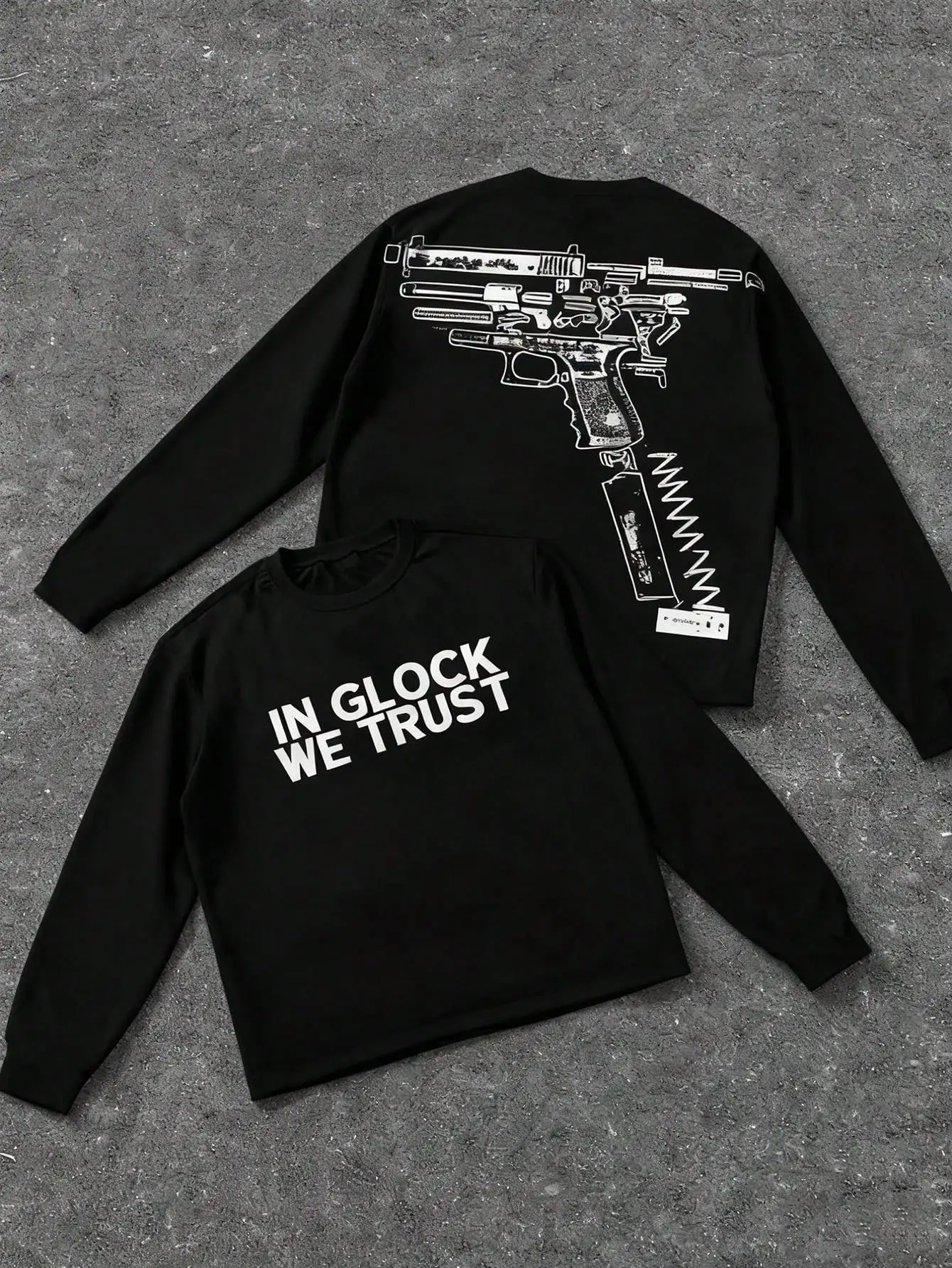 Fashion Retro Graphic Long Sleeve T-Shirt Autumn Winter Men's Cotton Printed Loose Shirt For Street Style