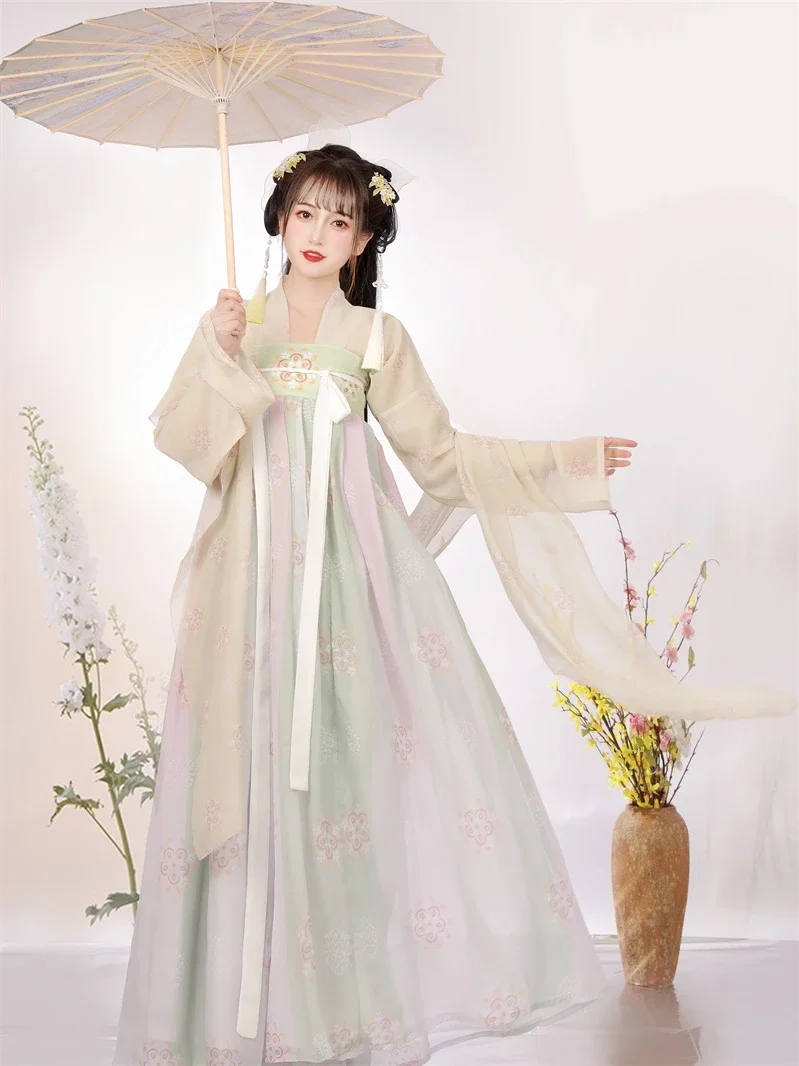 Pink Tang Dynasty Hanfu Women Chinese Style Qi Chest Ruqun Modified Original Daily Ancient Costume Women's Fashion Han Elements