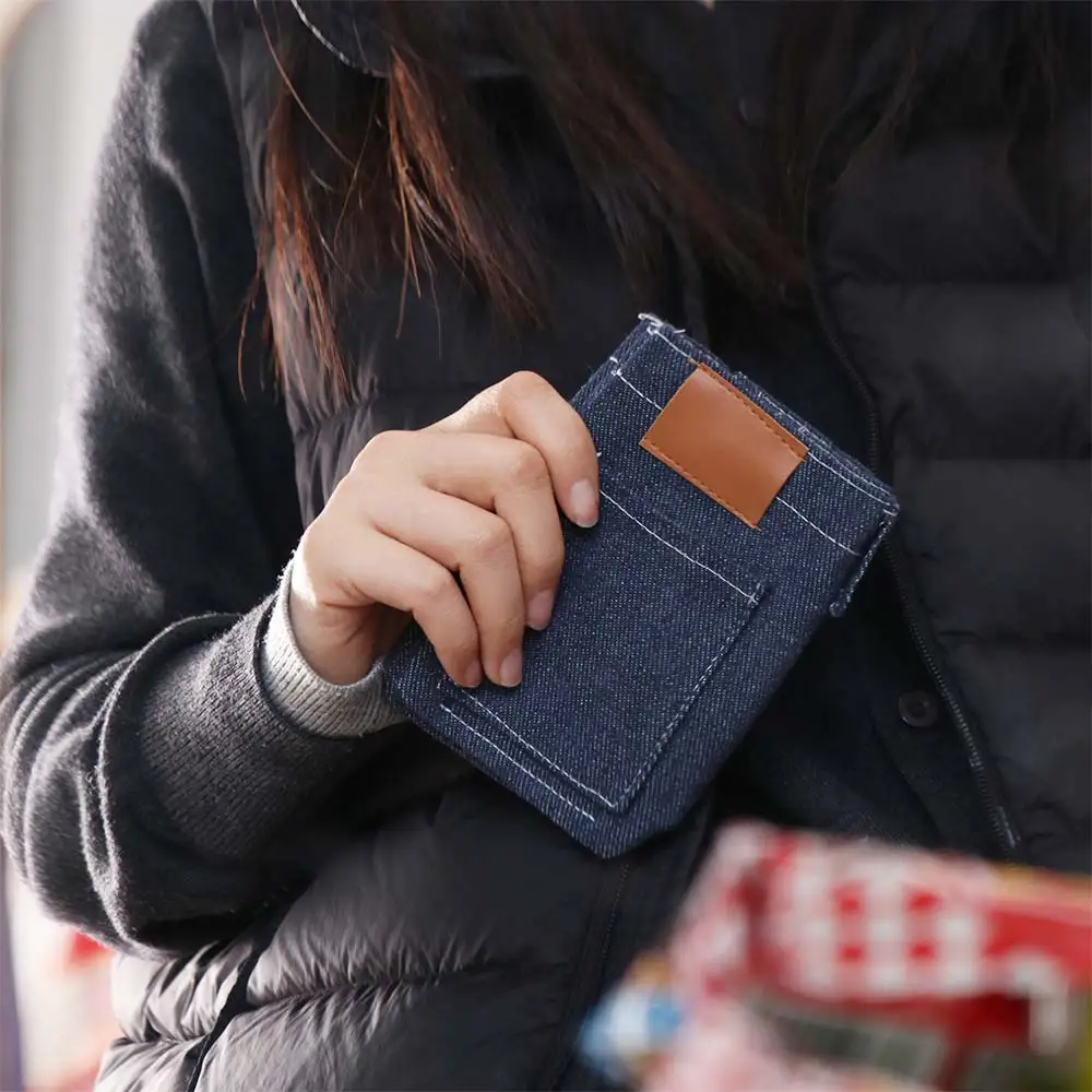 Creative Retro Mini Jeans Shaped Wallet Slim Compact Size Pocket Pants Card Holder Portable Bifold Foldable Change Bag Daily