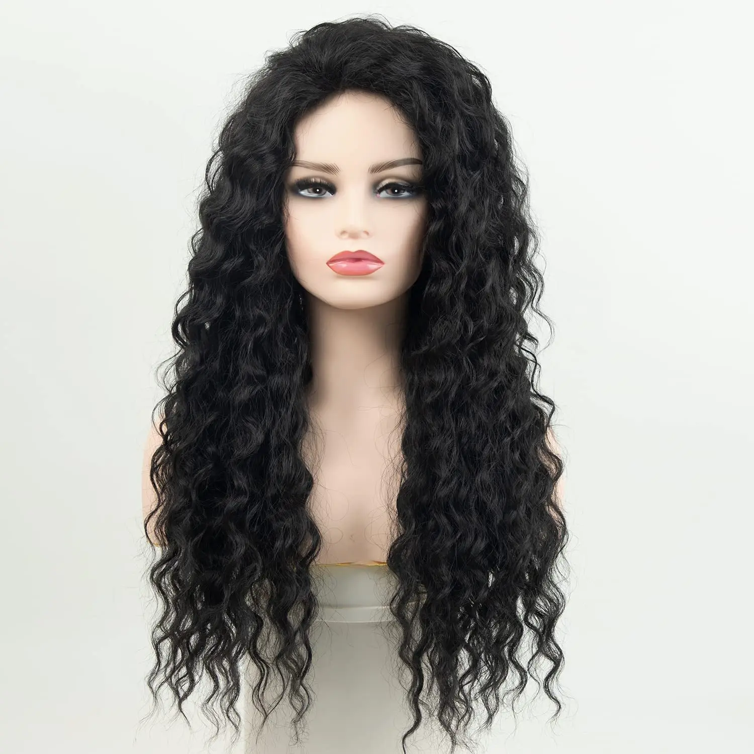 Punk style fashion with long hair, thick and wavy design, women wearing wigs to give to friends