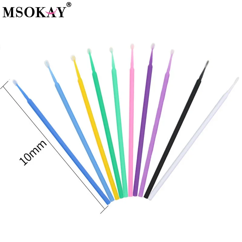 100Pcs Eyelash Cleaning Brush Lash Extension Micro Cotton Swab Individual Eyelashes Microbrush Beauty Makeup Clean Remover Tools