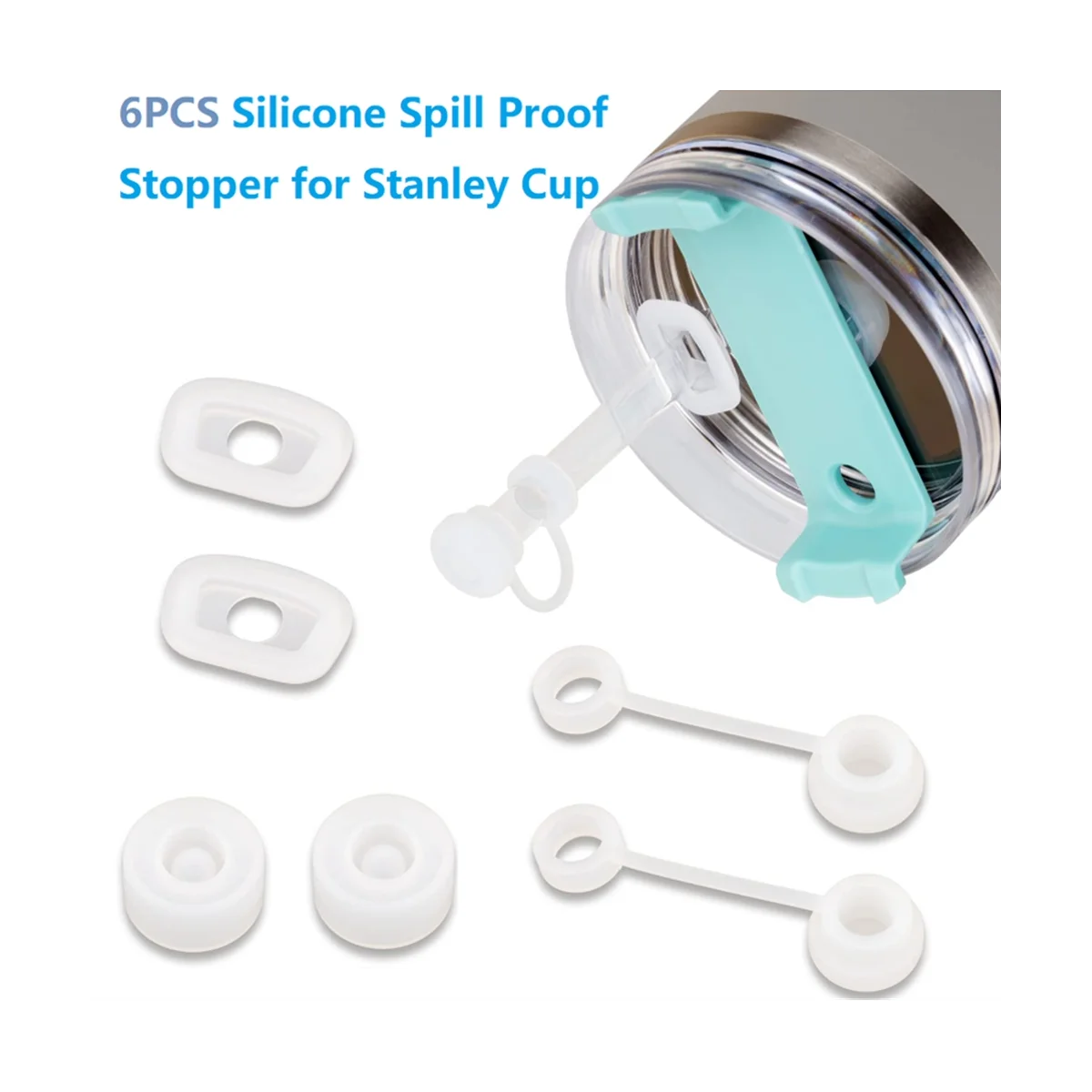 6PCS Silicone Spill Proof Stopper for 1.0 40/30/20 Oz, Leakproof Silicone Seal Kit for Spill Stopper