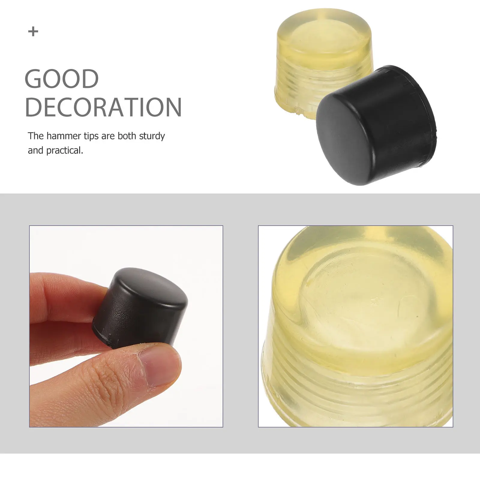 1Pair Mallet Hammer Rubber Tips Replacement Heads Durable Flexible Thread Structure Hammer Parts for Woodworking