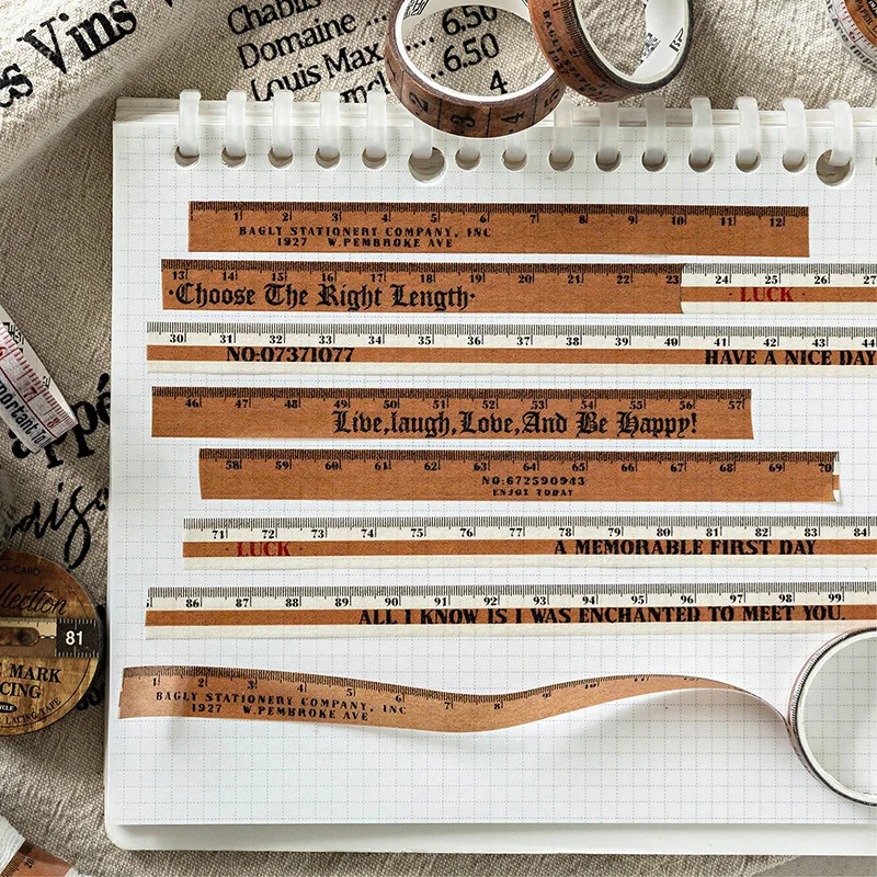 1Pc Tape Mini Measure Series Ruler Masking Tape Paper Decorative Collage Adhesive DIY Scrapbooking Hand Made Masking Stationery