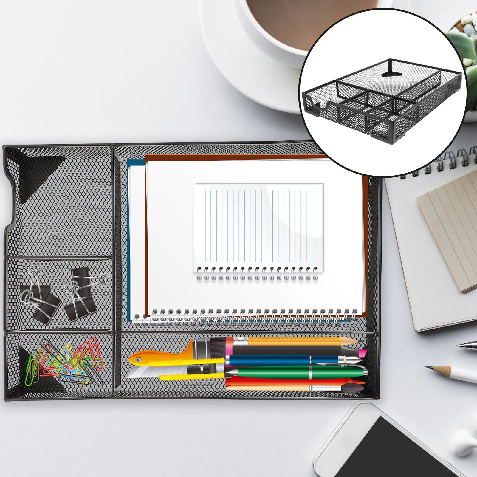 

Mesh Drawer Desktop Organizer File Holder Large Capacity Makeup Storage Box Multi-Function Office Holding Storage Box