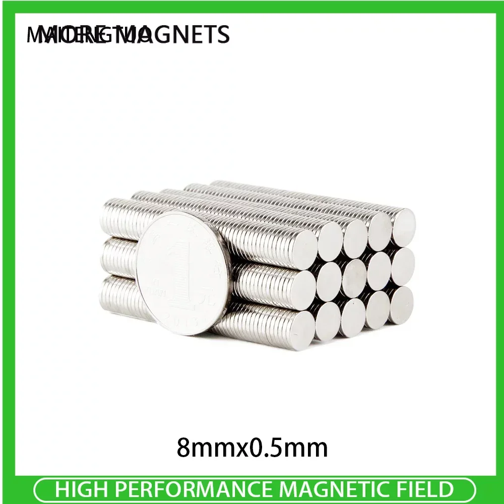 

50/100/200/500/1000PCS 8x0.5mm Neodymium Magnet N35 NdFeB Round Super Powerful Strong Permanent Magnetic imanes Disc