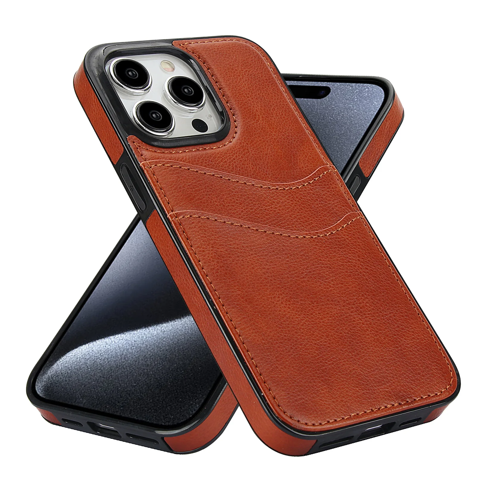 

Luxury Leather Insert Card Phone Case for iPhone 15 14 13 12 11Pro Max 15 14 Plus X XS XR 7 8 SE2020 Anti-Knock Protective Cover