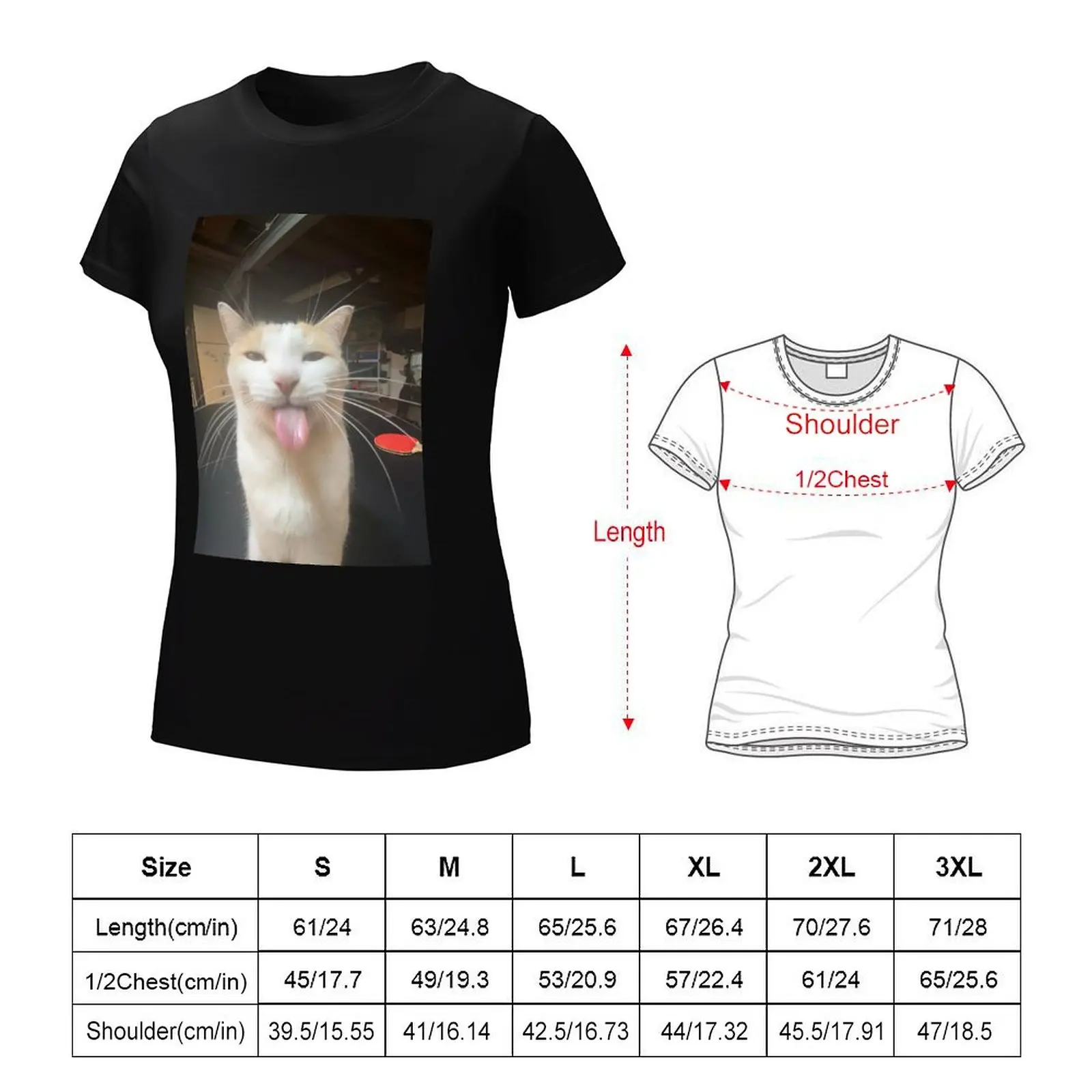 Bleh Cat:P T-Shirt letni top z grafiką obcisłe koszulki dla kobiet