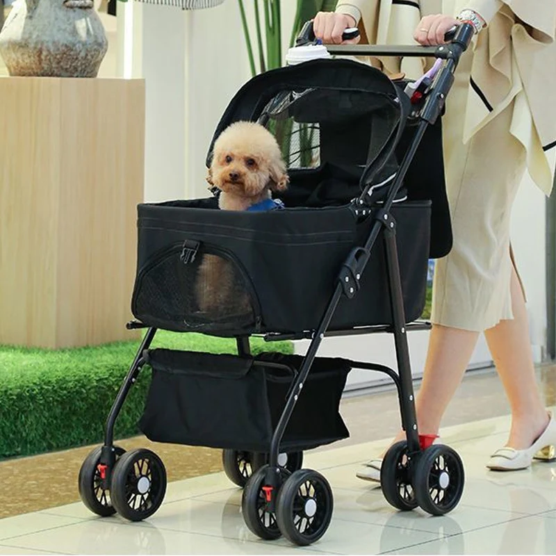 

Тележка для домашних животных, портативная складная уличная тележка для собак и кошек, сумка для домашних животных, маленькая и средняя сумка для собак, съемная многофункциональная
