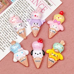 10 Pcs Cartoon Resin Cute Cartoon Animal Ice Cream Cake Style Hairpin Pendant Scrapbook Craft Diy Miniature Ornament Accessories