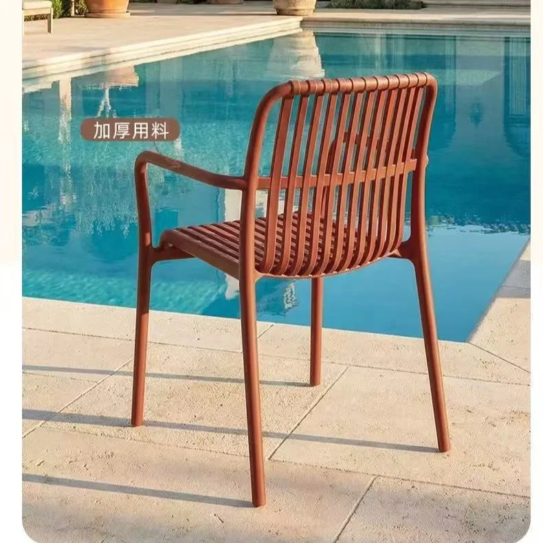 Simple household plastic stackable leisure chair balcony outdoor chair