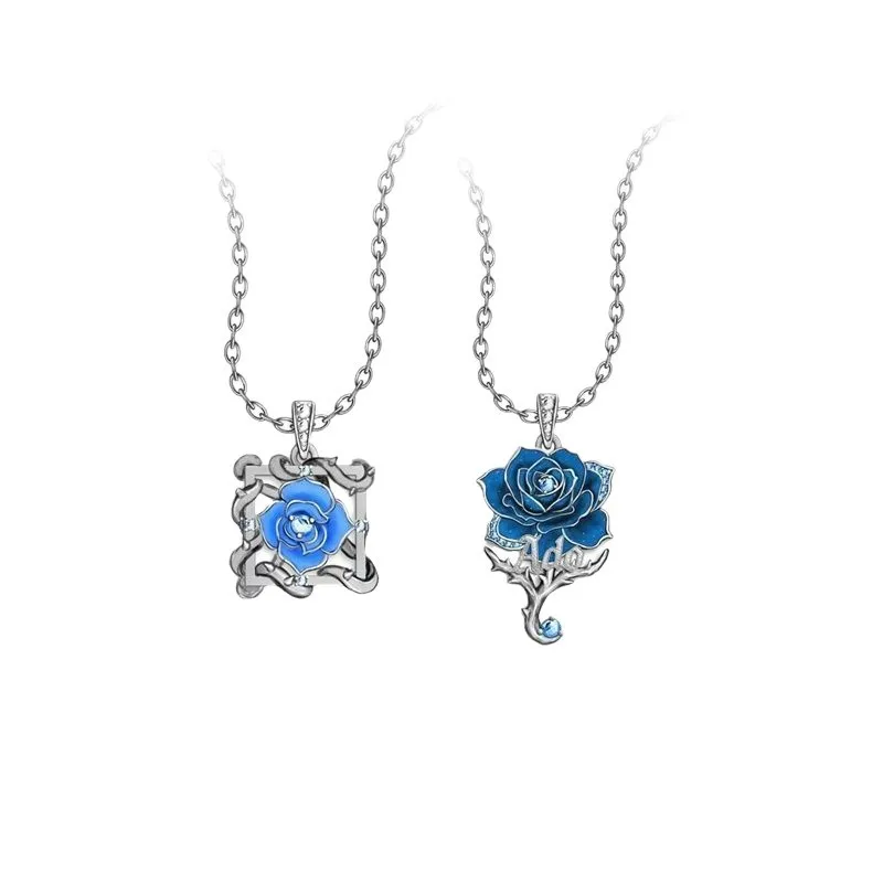 Anime Ado Cosplay Necklace Unisex Rock Blue Rose Couple Choker Fashion Clavicle Chain Jewelry Accessories image 2