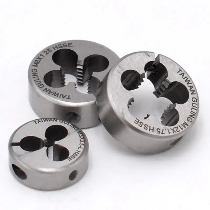 HSSE Adjustable Round Die M0.8M0.9M1M1.2M1.4M1.5M1.6M1.7M2M2.2M2.5M2.6M3M4M4.5M5M5.5M6M7 for Stainless Seel Fine Thread  Dies