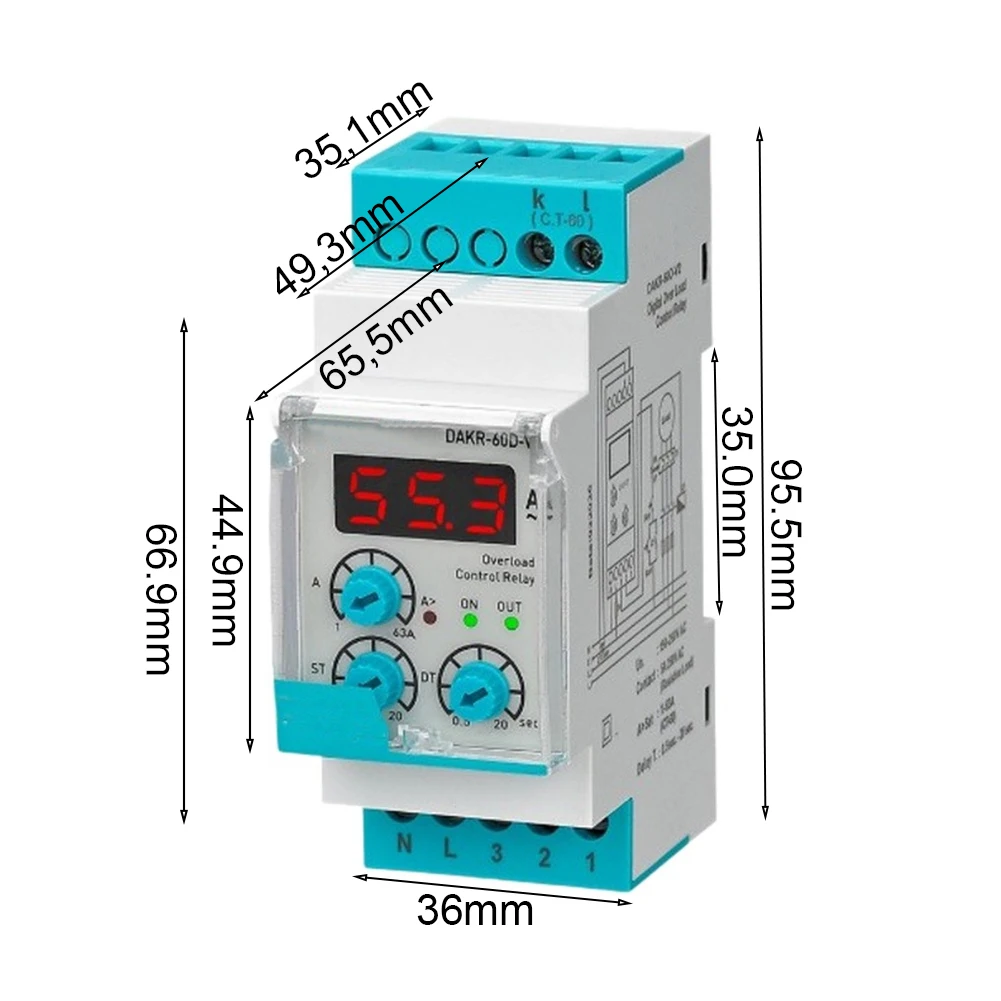 2026 Smart Overcurrent Relay DAKR-60D/100D/250D For Water Pumps Auto Reset= Delay Adjustment Industrial Grade