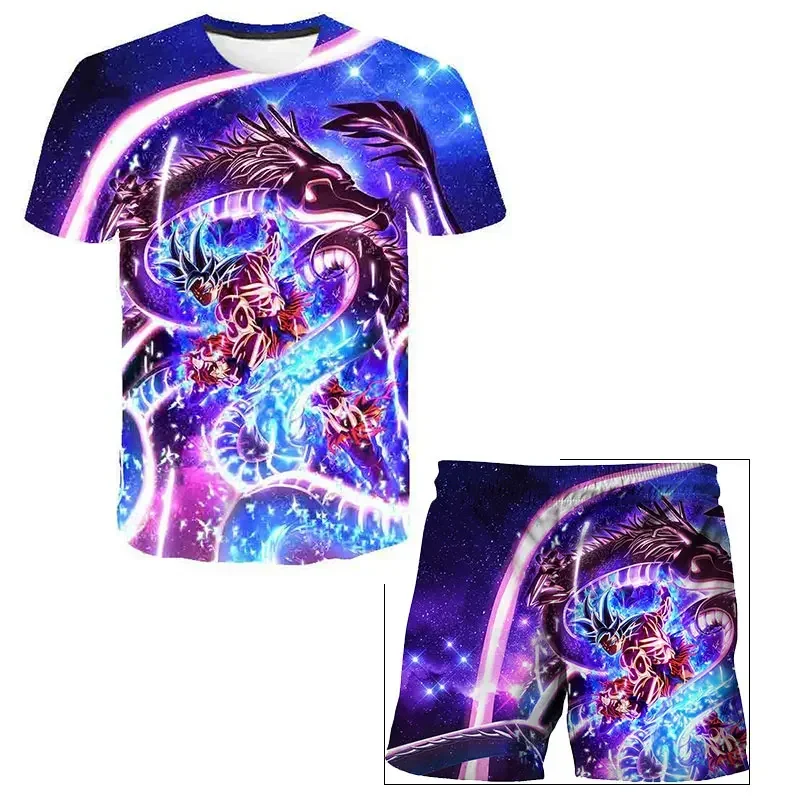 Anime Dragon Ball Kinder 3D T-Shirt Mode Sommer Top Shorts Atmungsaktives Goku-Charakter-Cosplay-Set Geschenk Kinder Orange Kleidung – Detail 4