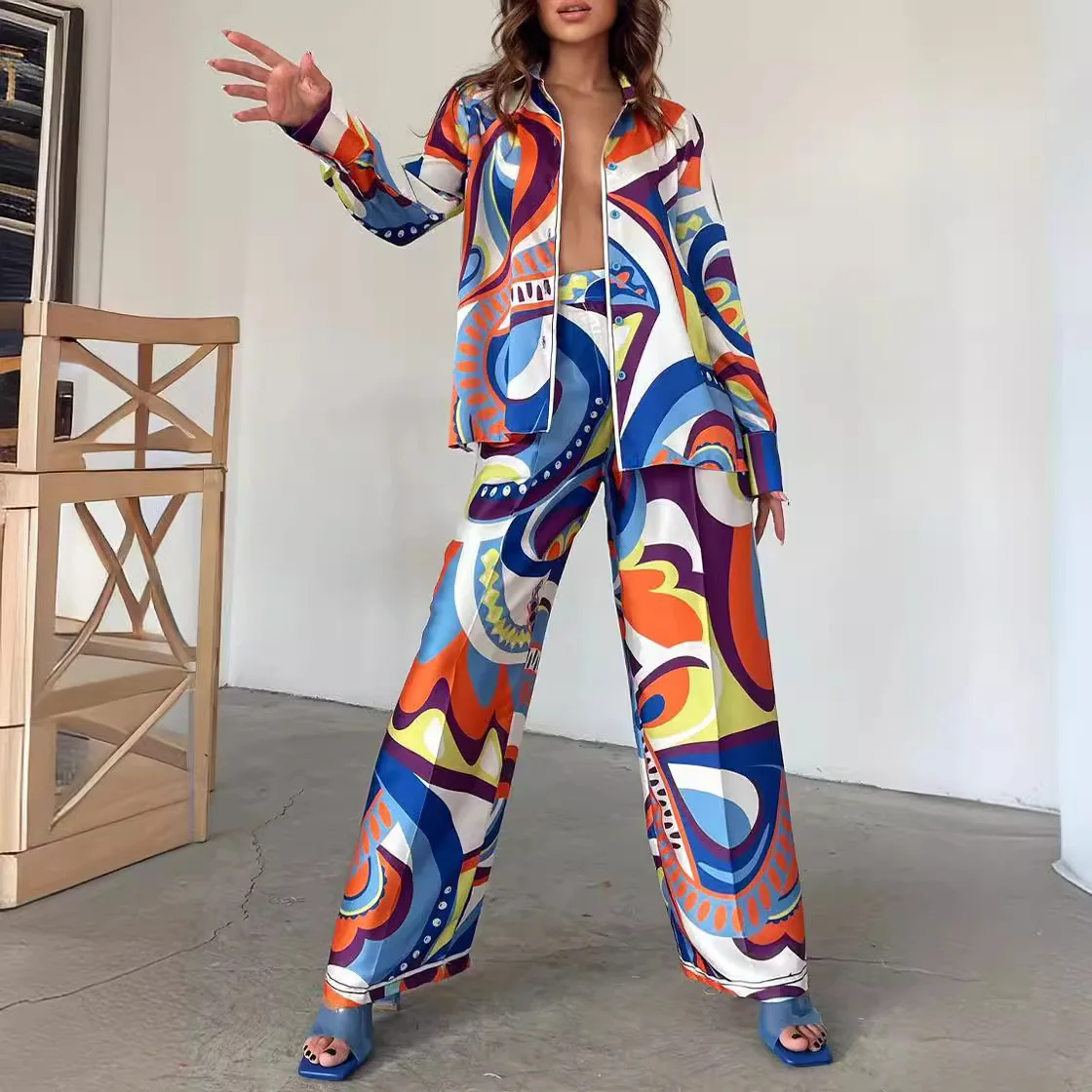 

Spring New Two Piece Sets African Sets For Women New African Print Elastic Baggy Pants Rock Style Famous Suit Lady Outfits