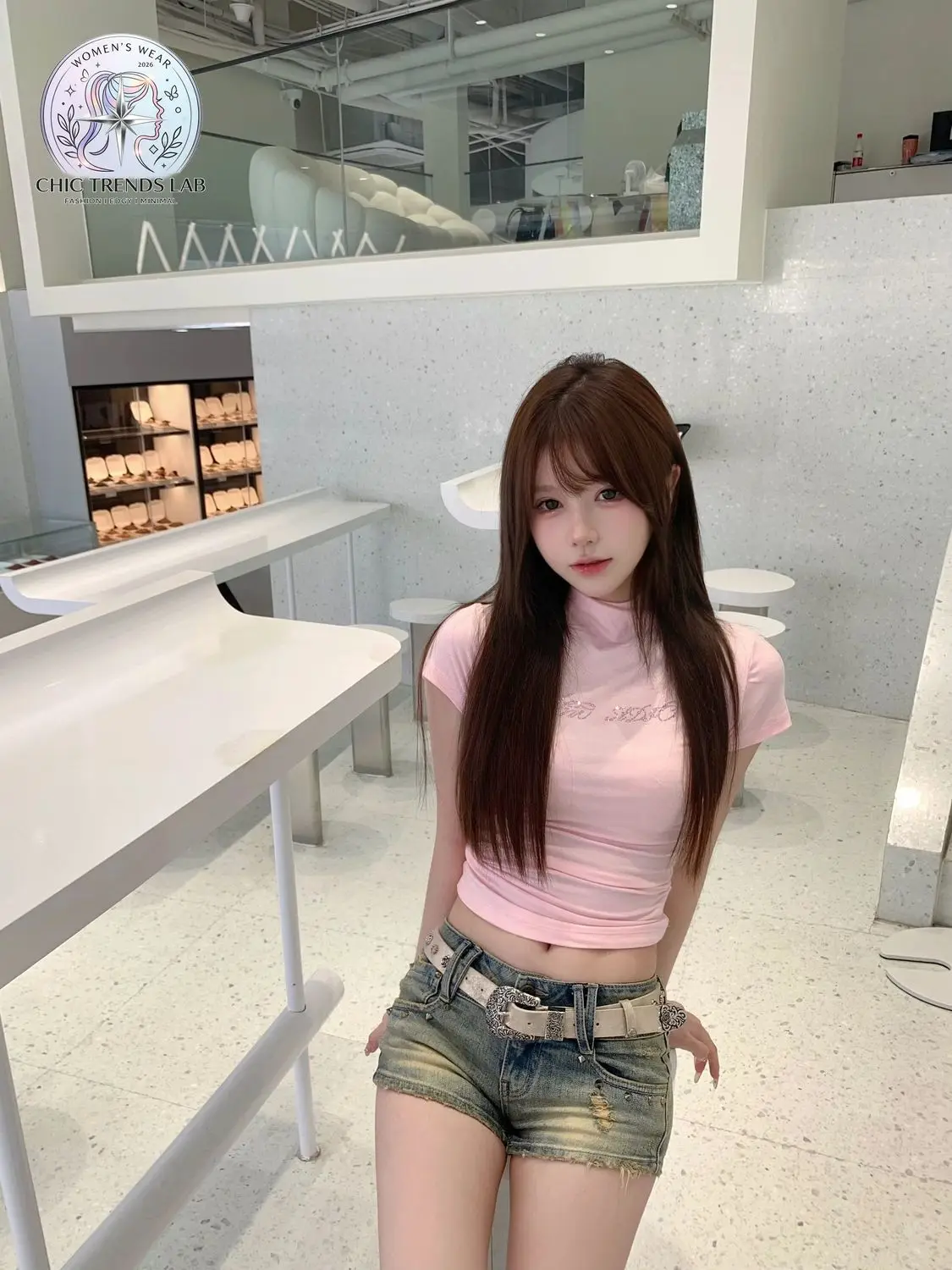 Y2K Rhinestone Letter Mock Neck Baby Tee Women Slim Fit Short Sleeve T Shirt Pink Cute Summer Basic Tops Asian Streetwear Goth