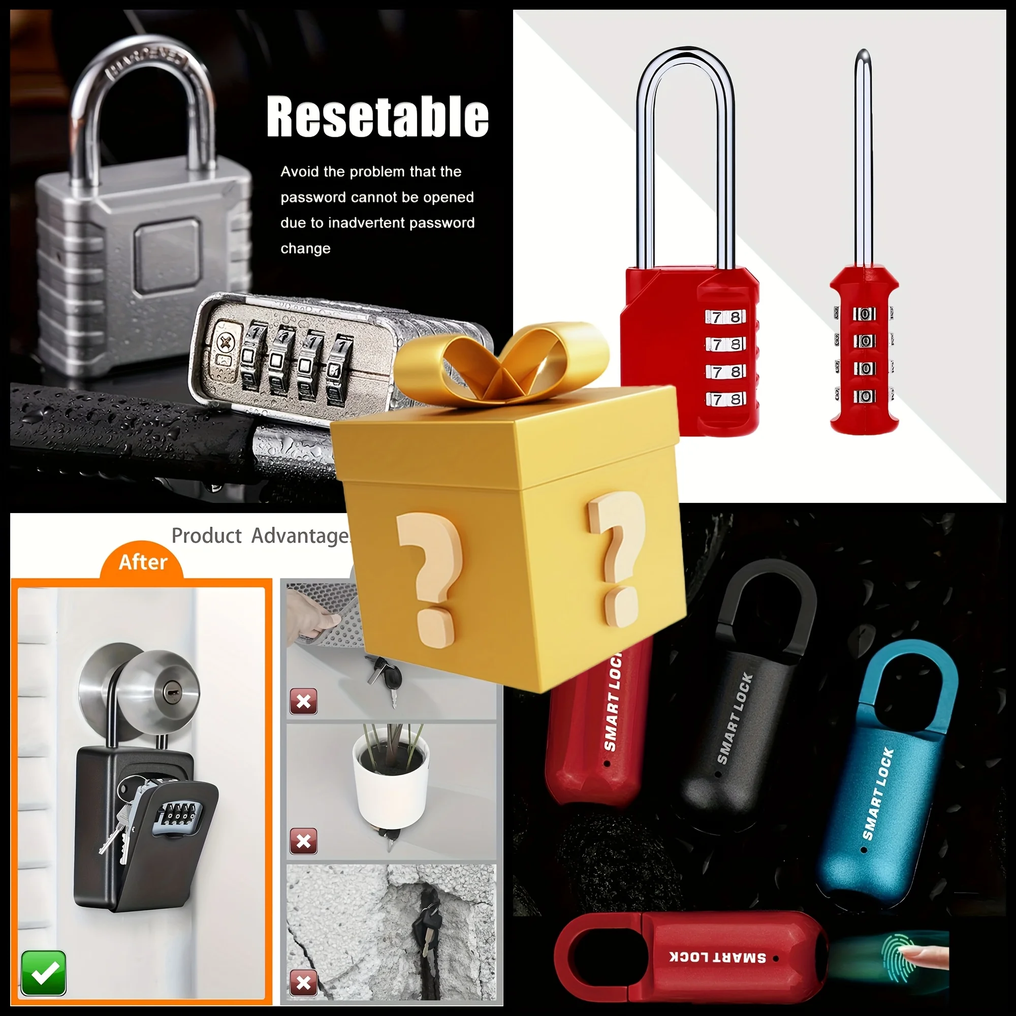 

1/2/4 Lock for Locker Outdoor for School, Gym, Sports, Fence, Toolbox, Gate, Case, Outdoor, Hasp Storage