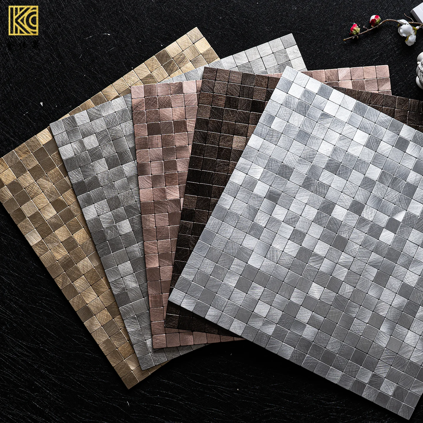 

Metal Stainless Steel Mosaic Wall Sticker Tile Kitchen Bathroom Self-adhesive Background Wall Sticker Waterproof
