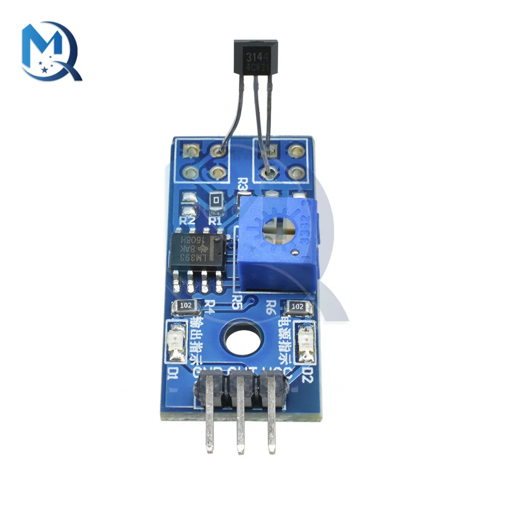 Modulo di misurazione della velocità Hall DC 5V LM393 3144 sensore Hall sonda a induzione magnetica