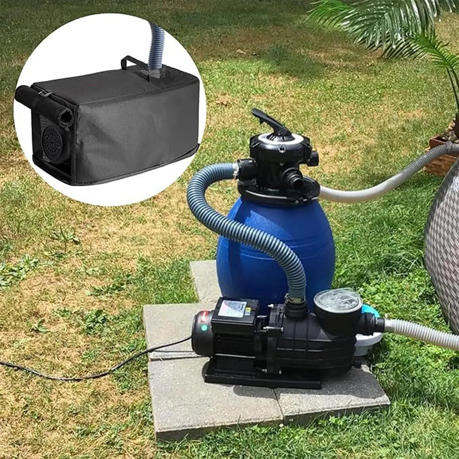 Pool Heater Winter Cover Waterproof UV-Resistant Equipment Enclosure Swimming Pool Heater Cover With Adjustable Drawstring For
