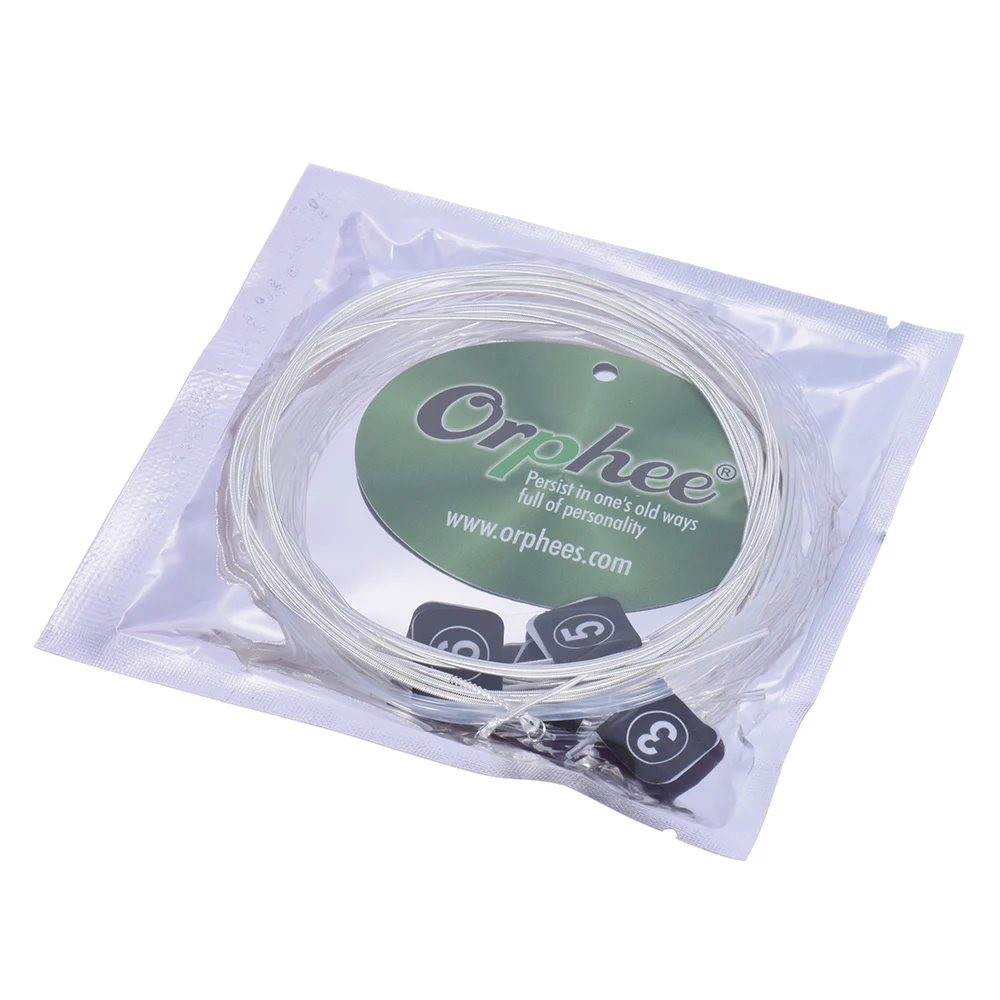 Orphee Nx36 Nylon Klassieke Gitaarsnaren 6 Stuks Volledige Set Vervanging (.028-.043) Nylon Kern Zilveren Mantel Draad Normale Spanning