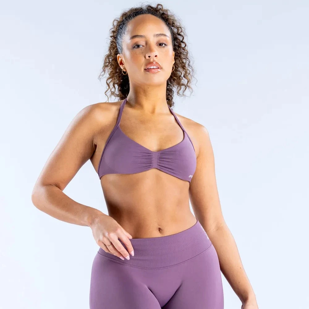 Women 2PCS DF L0G0 Seamless Sportswear Set, Strappy Yoga Bra Top Scrunch Shorts Gym Workout Fitness Sports Suit