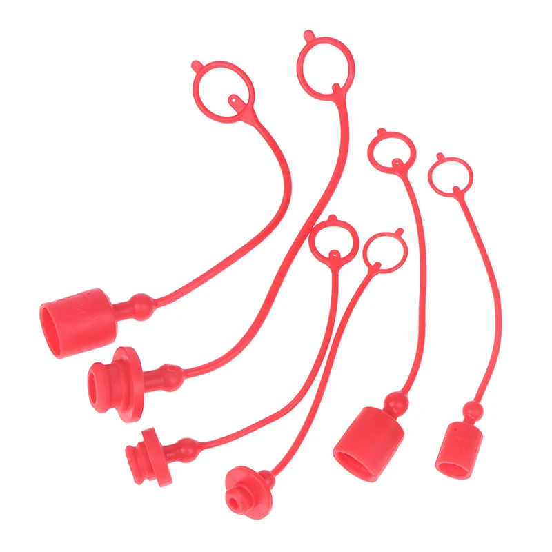 1Pair Red Hydraulic Quick Coupler Male Dust Cap And Female Plug Cover PE Rubber Hydraulic Quick Connector Male Dust Cover