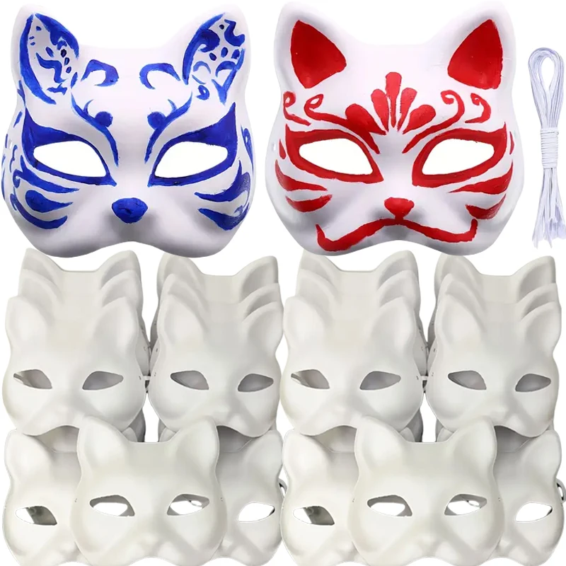 

Plastic Blank White Mask Halloween Cosplay Cat Fox DIY Paintable Half Face Mask Animal Costume Party Decorate Craft Prop