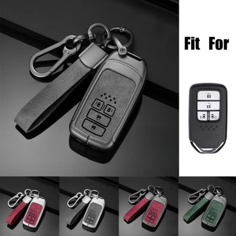 

A+ Zinc Alloy Leather Car Key Case Cover For Honda Accord Civic HR-V CR-V Ridgeline