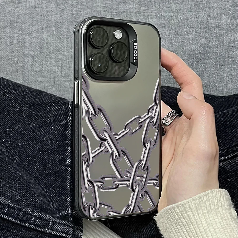 

Fashionable popular chain patterned phone case for iPhone16 15 14 13 12 11Pro/ Max /Plus shock-proof back cover anti-fingerprint
