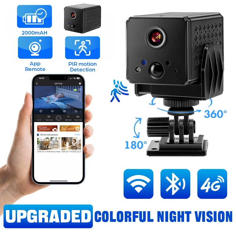 New 4G Colorful Night Vision Mini Camera 1080P Full HD Wifi Security Camera Home Intelligent Wireless Surveillance for EU Card