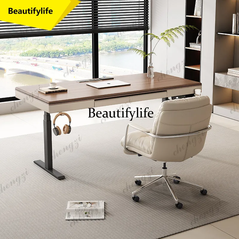 

A17 Italian Minimalist Smart Electric Height Adjustable Desk Nordic Creative Study Computer Desk Wooden Gaming Office Furniture